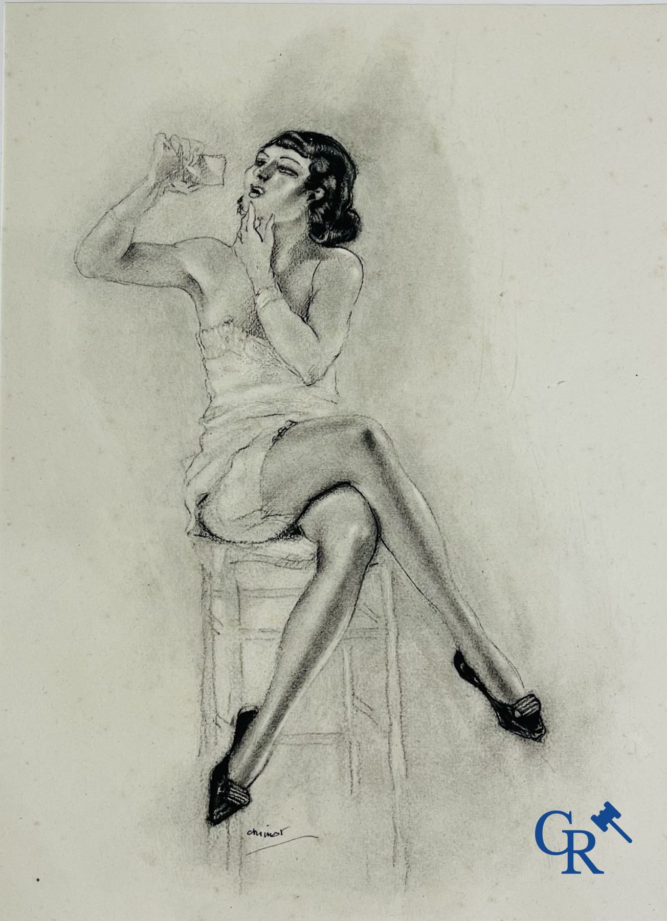 Chimot Edouard (Rijsel 1880 - Parijs 1959) 3 tekeningen in Oost-Indische inkt.