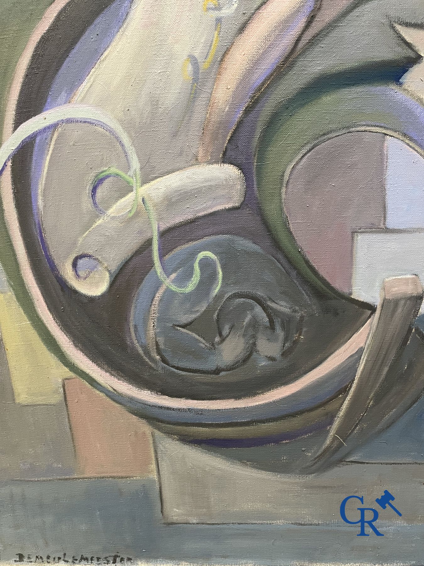 Imposant schilderij: J. Demeulemeester. Olie op doek.