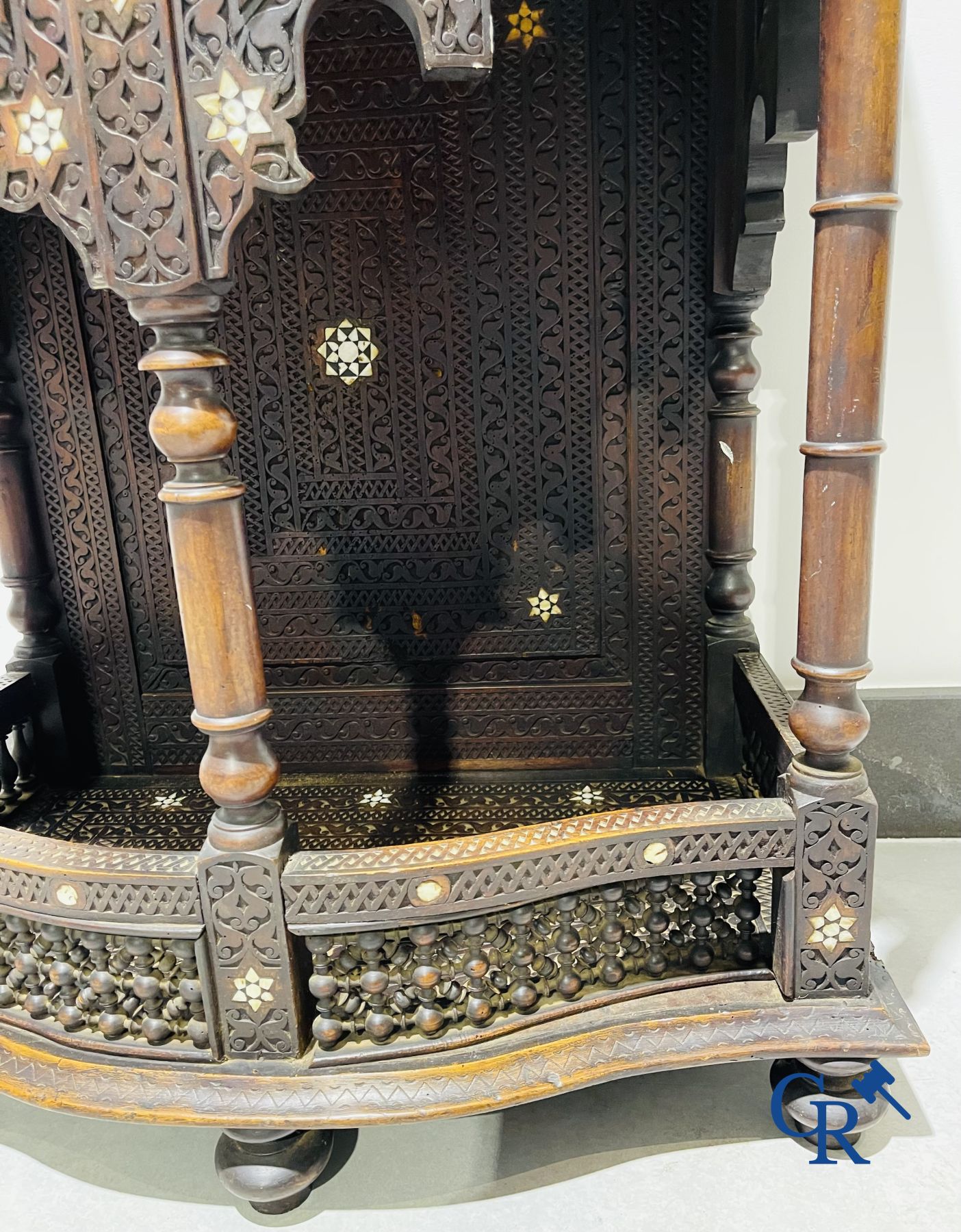 Sculpted furniture with inlays of ebony and mother-of-pearl. Syria, early 19th century.