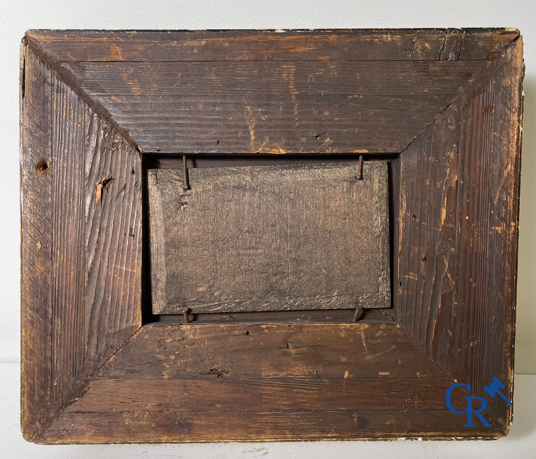 2 Schilderijen: Edouard Vanderhaeghen. Zeilboot in de polders en een zeezicht. Onleesbaar gesigneerd.