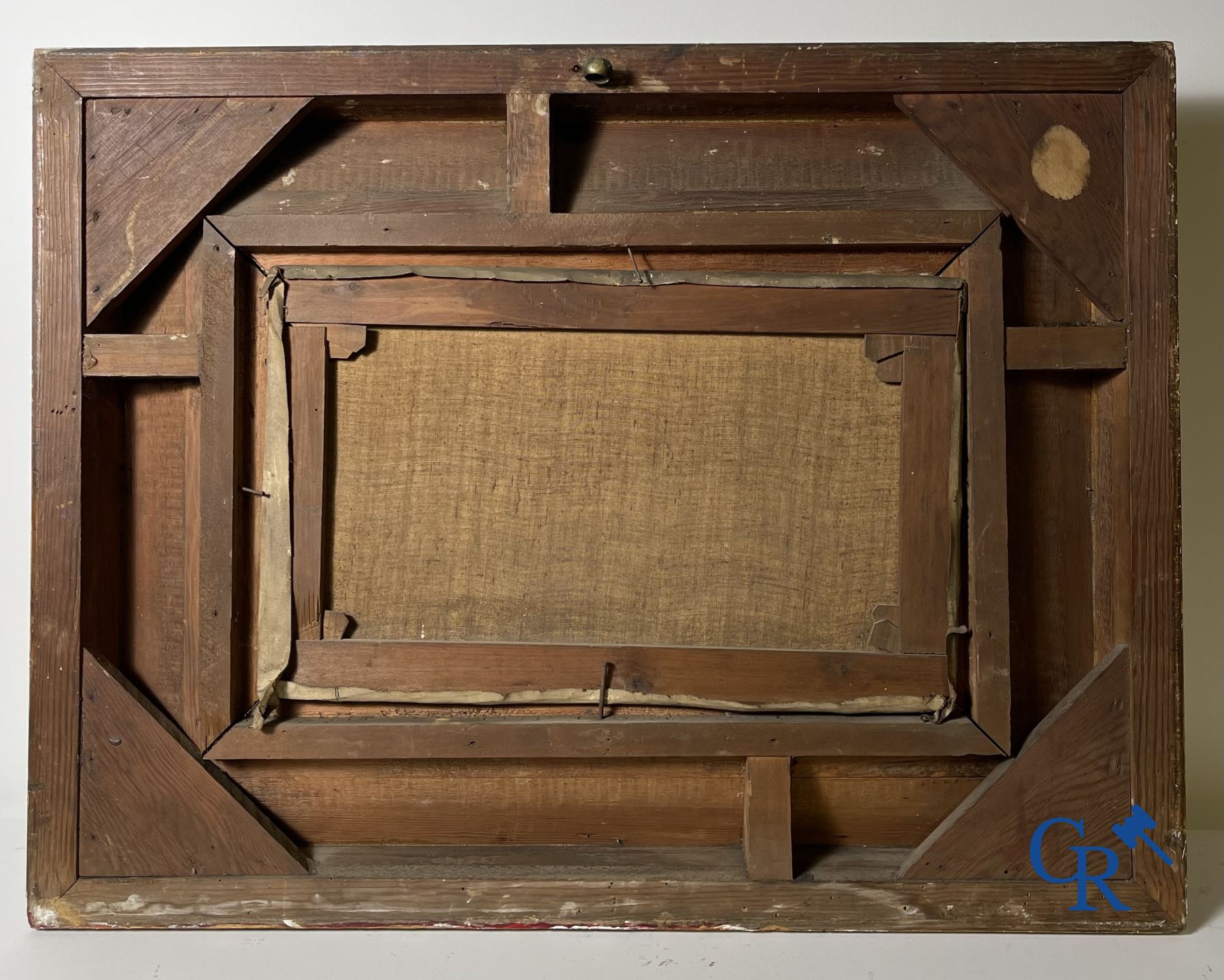 2 Schilderijen: Edouard Vanderhaeghen. Zeilboot in de polders en een zeezicht. Onleesbaar gesigneerd.