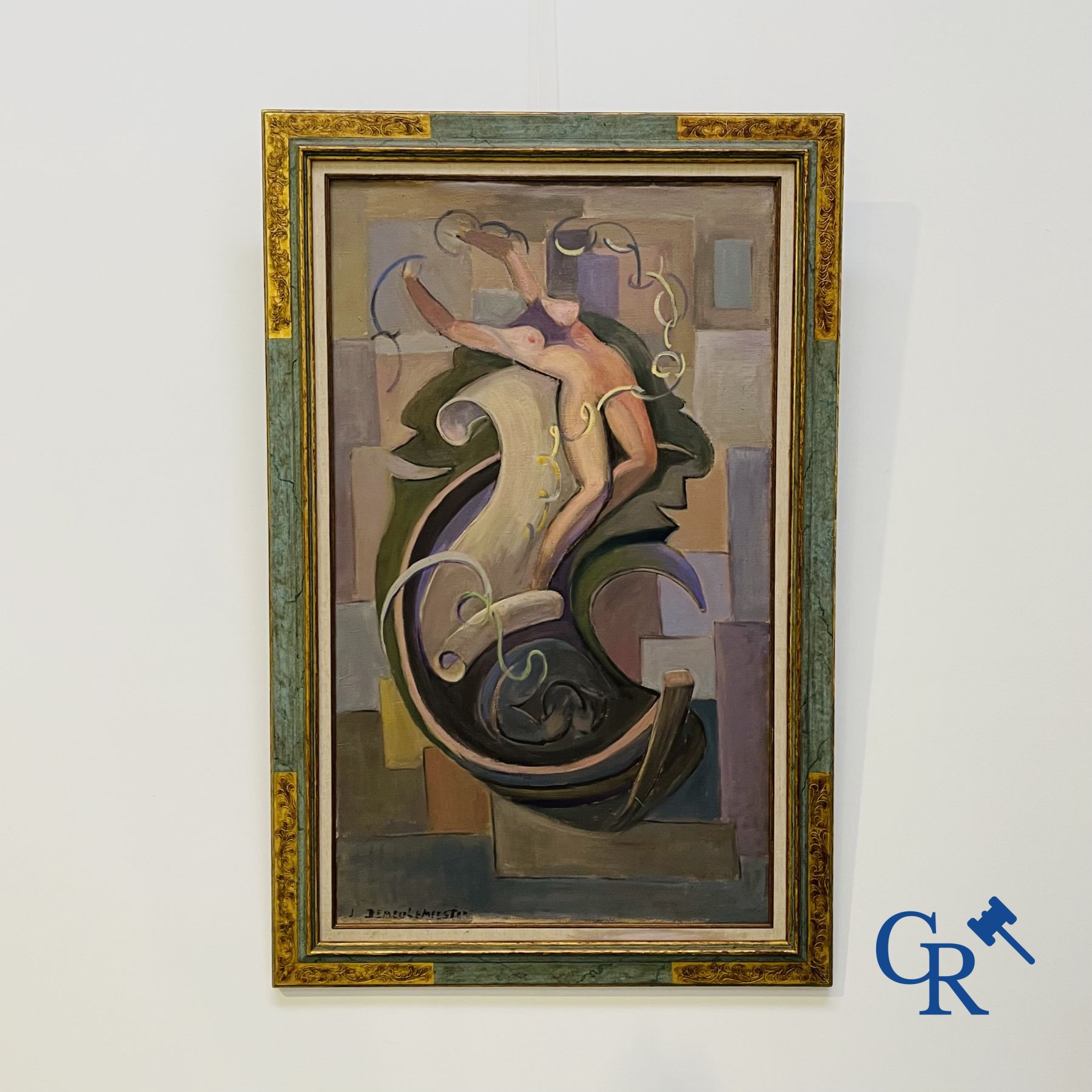 Imposant schilderij: J. Demeulemeester. Olie op doek.