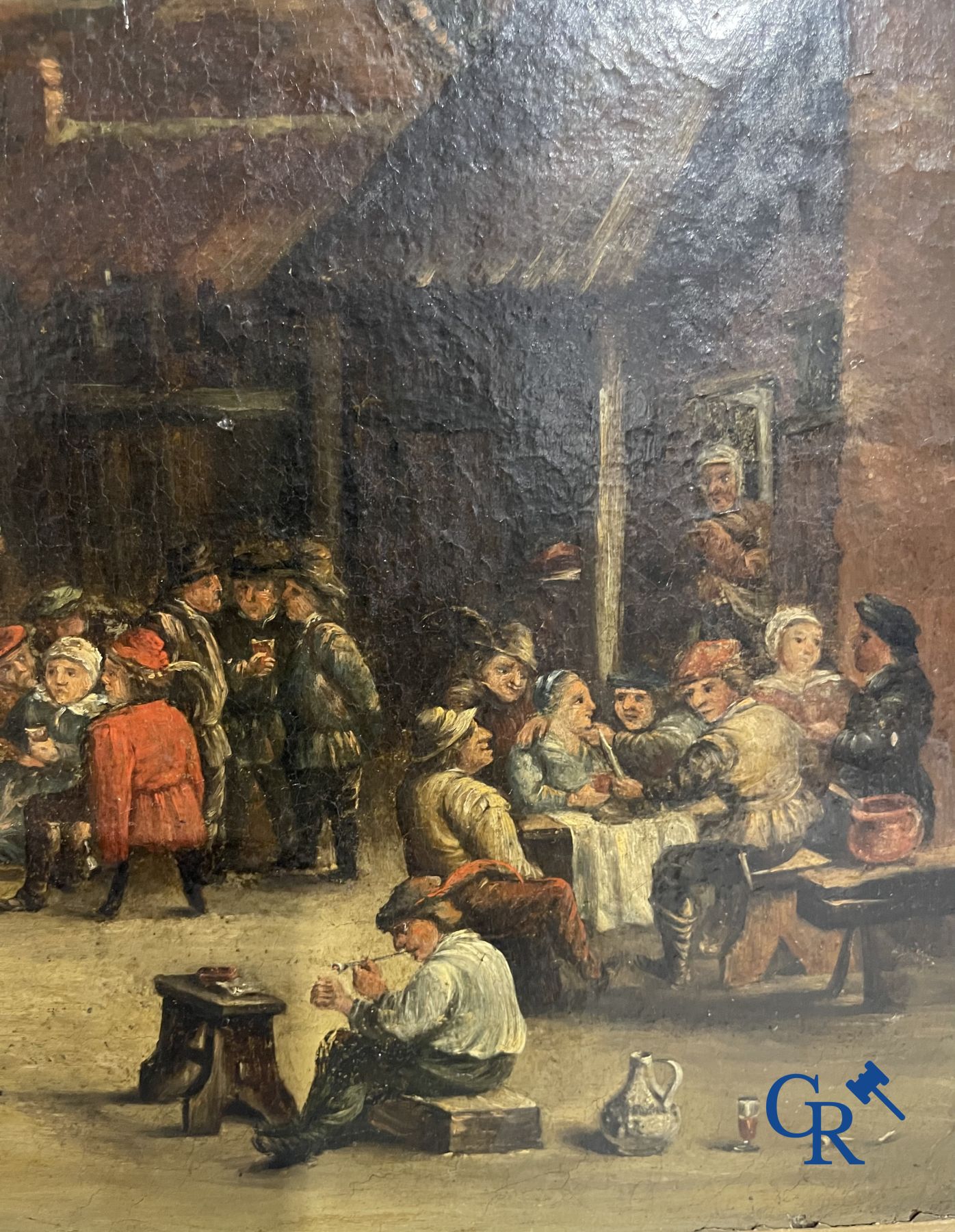 Schilderijen: 3 schilderijen naar Teniers. olie op doek.