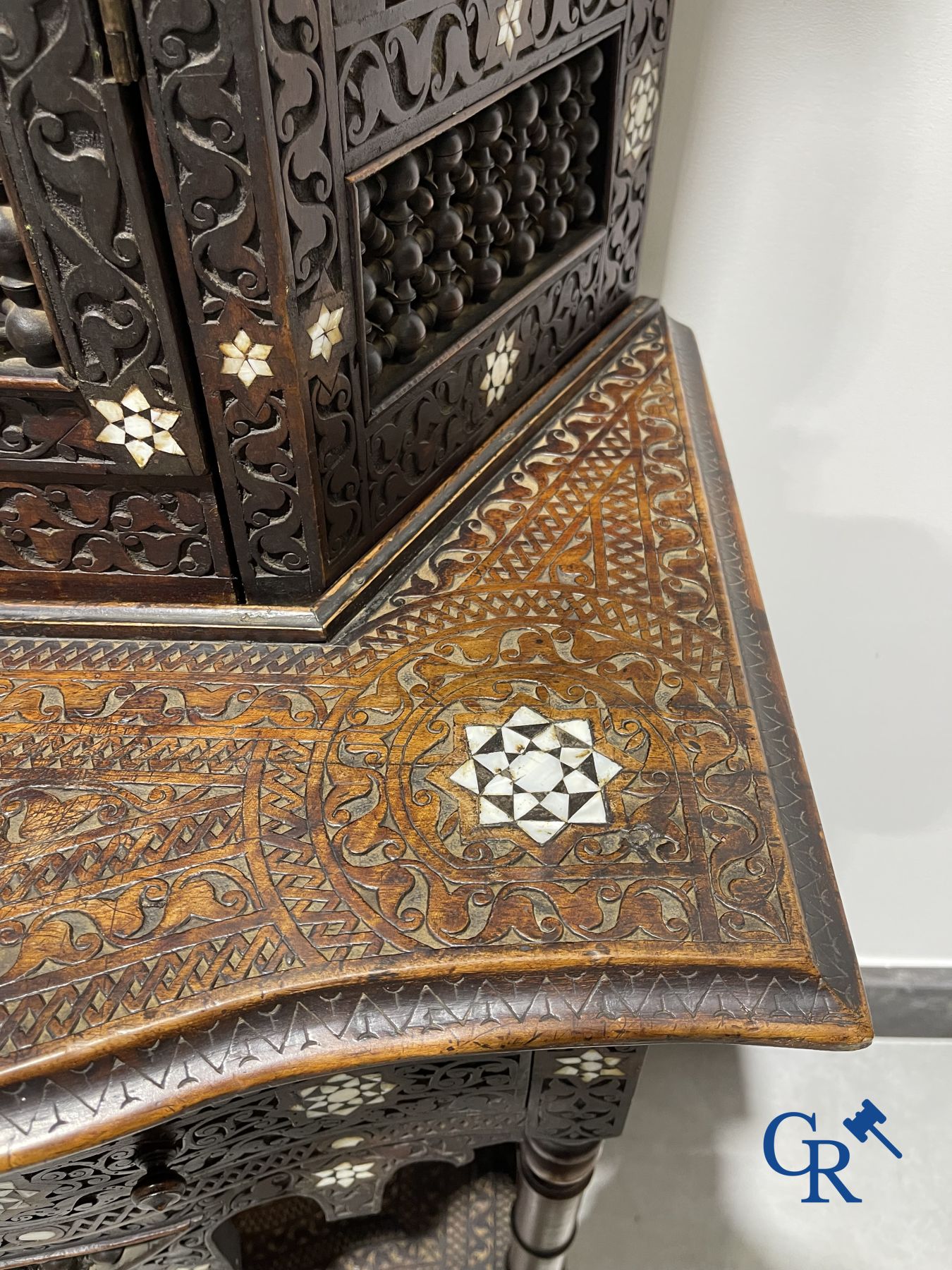 Sculpted furniture with inlays of ebony and mother-of-pearl. Syria, early 19th century.