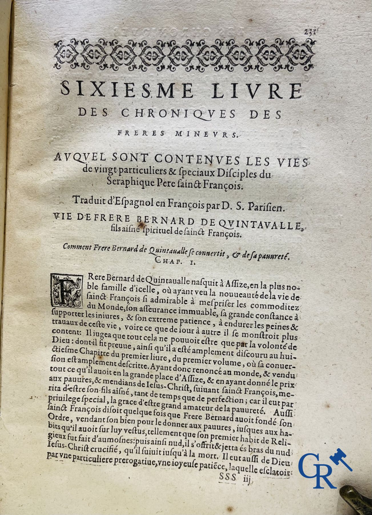 Oude Boekdrukken: Marcos de Lisboa, Chronique et institution de l'ordre du Père S. François, Paris 1608.