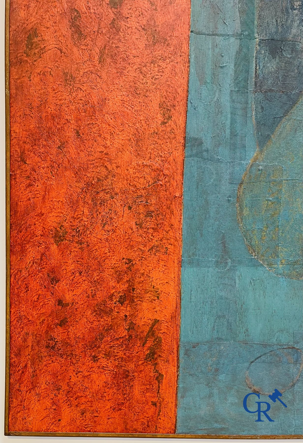 Reniere & Depla, uit de reeks Germitude. Abstract werk in metaal frame. Olieverf.