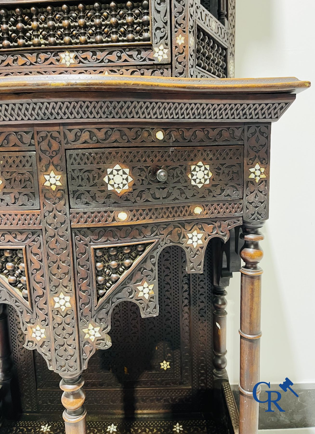 Sculpted furniture with inlays of ebony and mother-of-pearl. Syria, early 19th century.