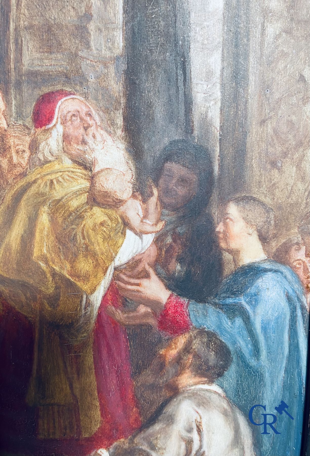 Triptiek: Naar Pieter Paul Rubens, 19de eeuwse schets van de 3 binnenpanelen van de Kruisafneming.