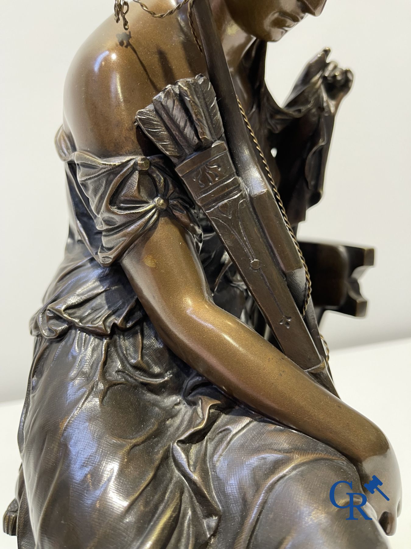 Michel-Louis Victor Mercier (1810-1894) Bronze statue of the goddess of hunting Diana. Signed Mercier. 19th century.