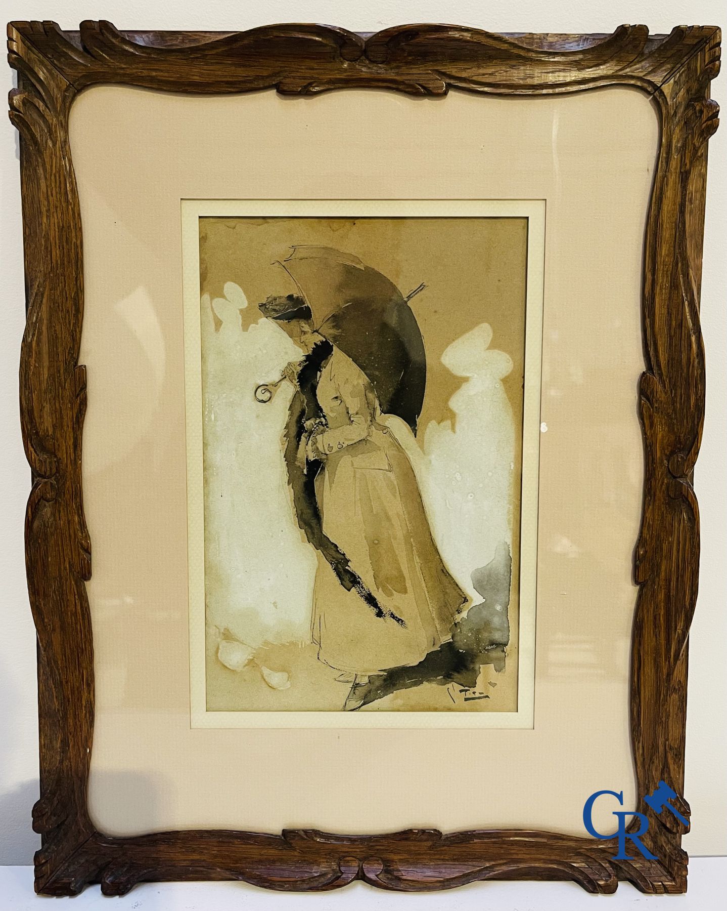 Louis Tits, waterverf en gouache op papier, en een pentekening Franse of Hollandse school begin 19de eeuw.