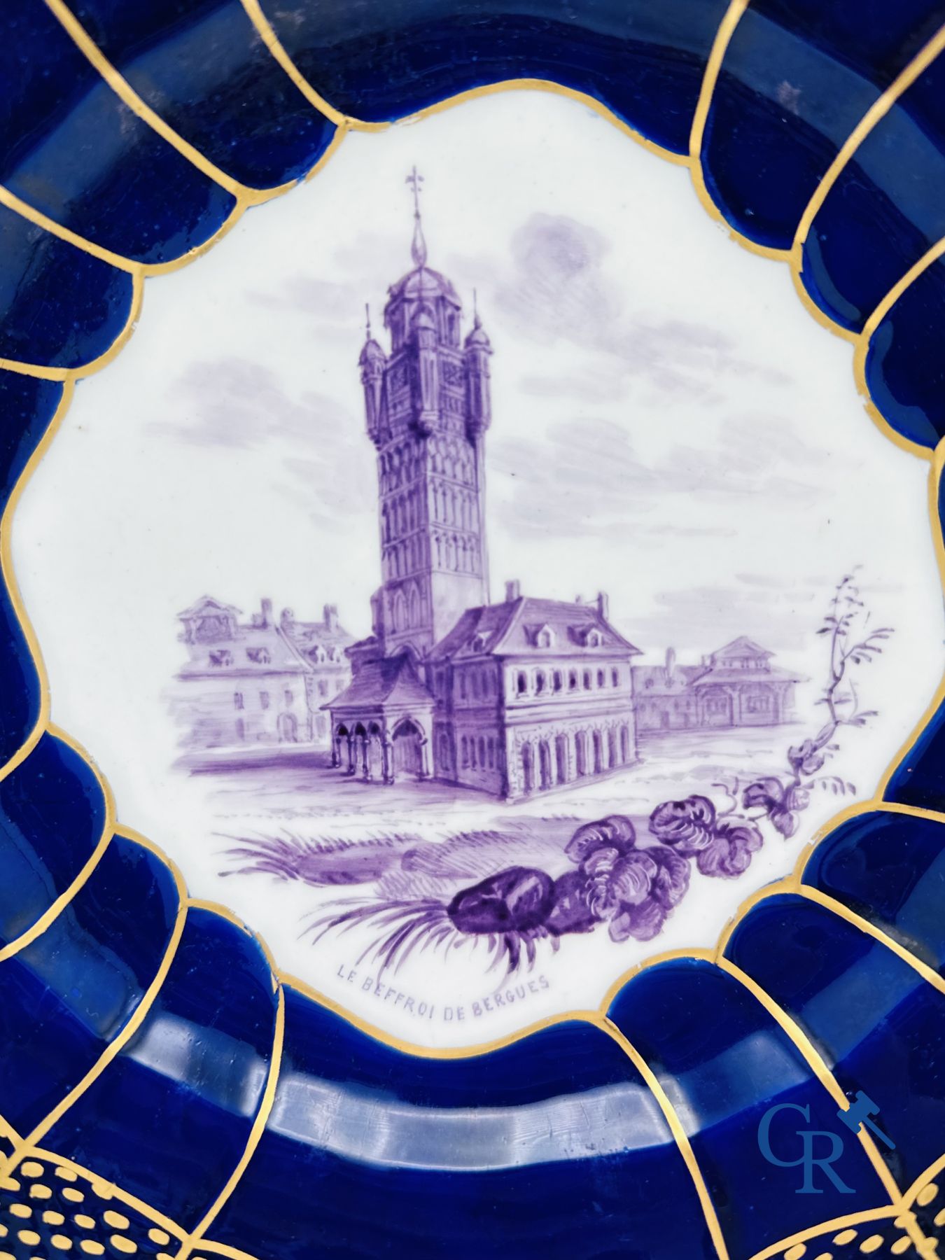 Plate in blue tinted Doorniks Porcelain. (pâte tendre) 18th century.