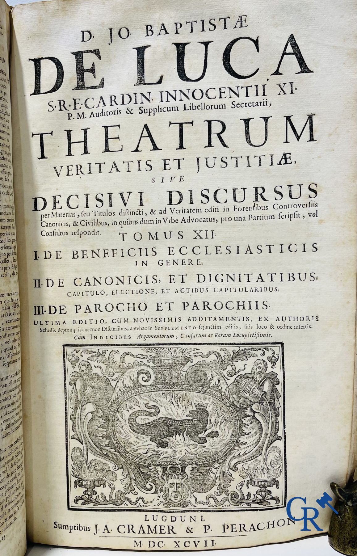 Oude boekdrukken: Giovanni Battista de Luca, Theatrum veritatis et justitiae. J.A. Cramer & Philibert Perachon. 1697.