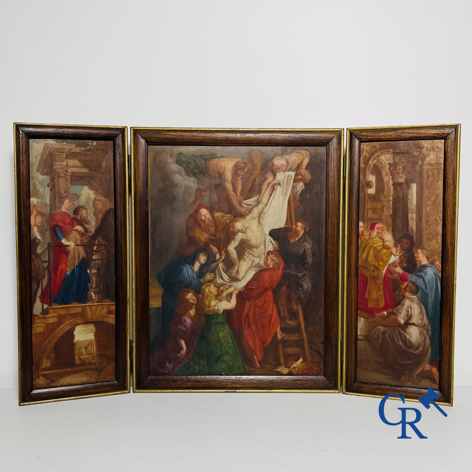 Triptych: After Pieter Paul Rubens, 19th century sketch of the 3 inner panels of the Descent from the Cross.