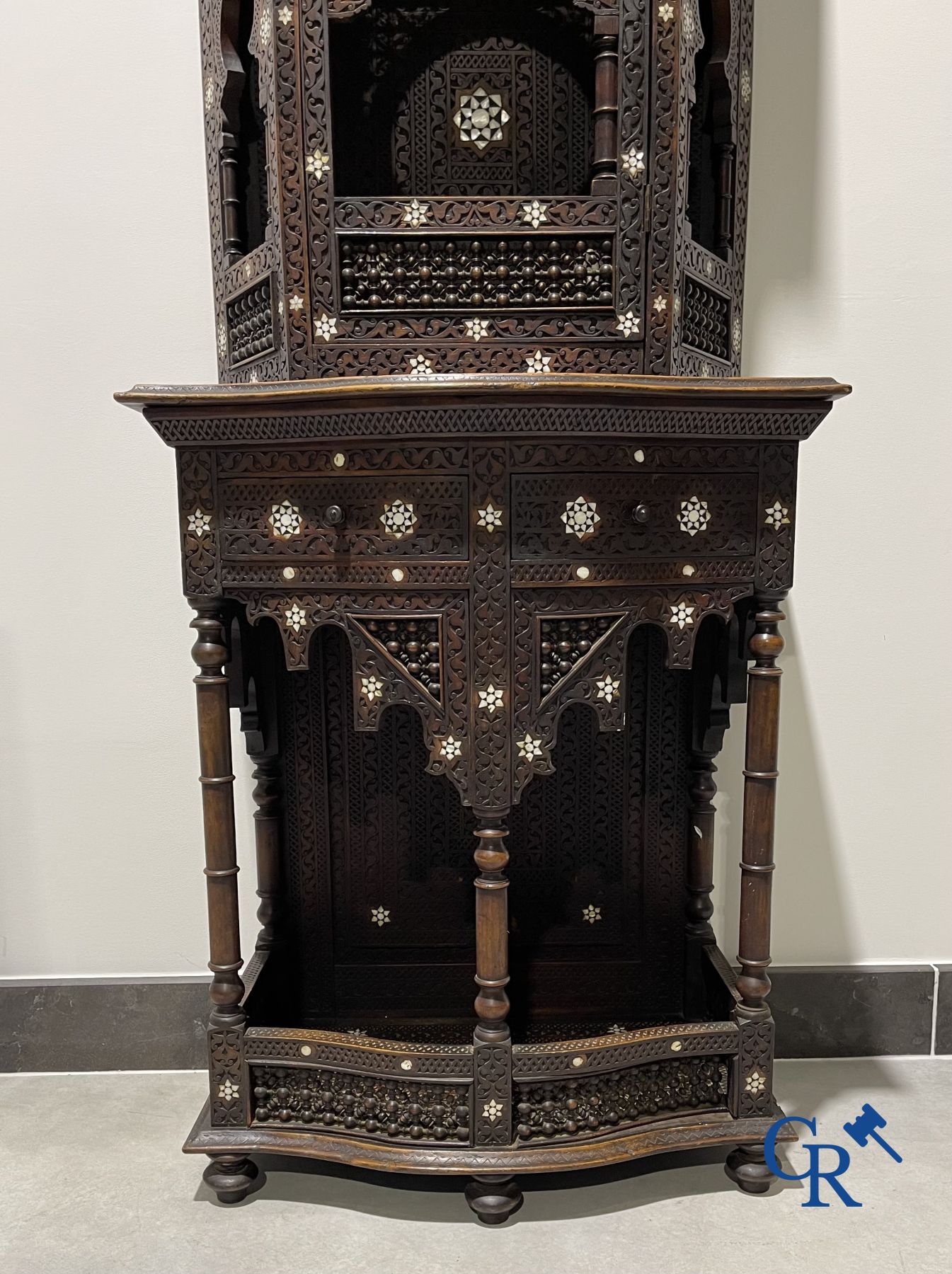 Sculpted furniture with inlays of ebony and mother-of-pearl. Syria, early 19th century.