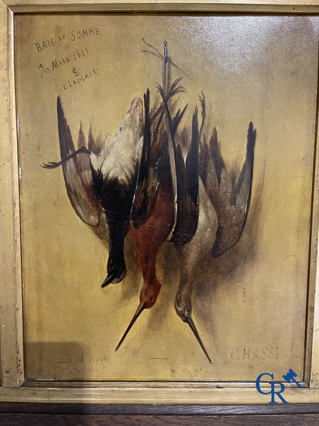 Schilderijen: Clément Laplage. Olie op paneel. 3 Jachtstillevens.