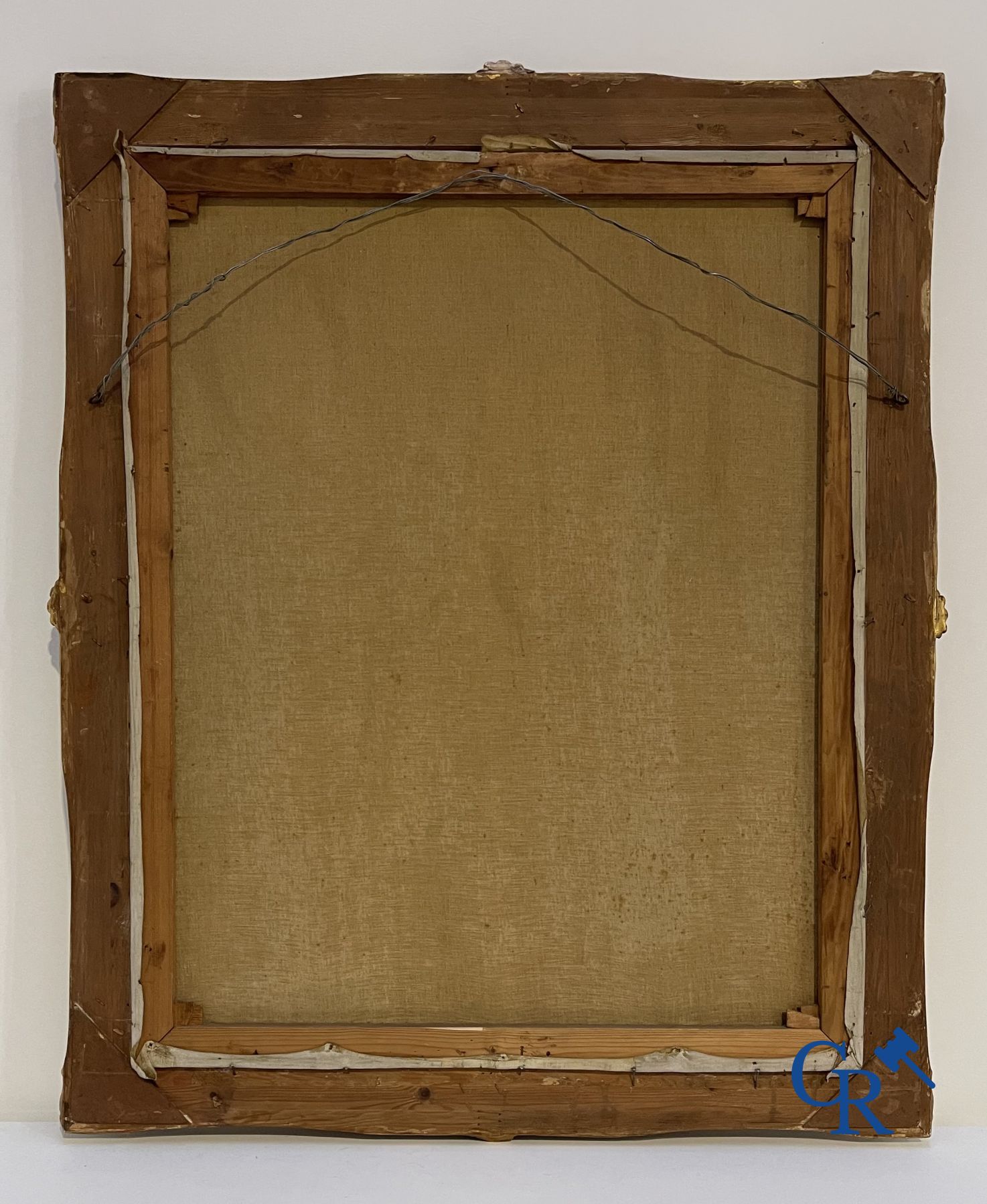 Karel Van Belle: Elegante dame met windhond. Olie op doek.