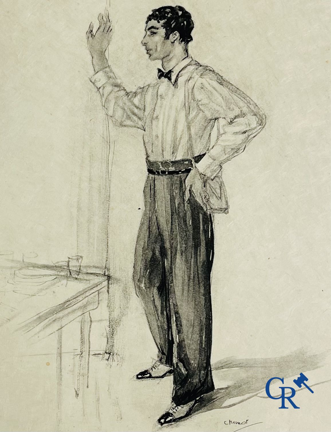 Chimot Edouard (Rijsel 1880 - Parijs 1959) 3 tekeningen in Oost-Indische inkt.