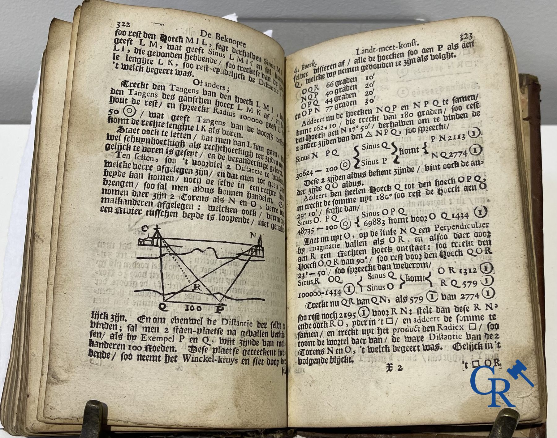 Oude boekdrukken: Mattheus Van Nispen. De Beknopte Lant-Meet-Konst. Bij Mattheus de Vries, te Dordrecht. 1708.