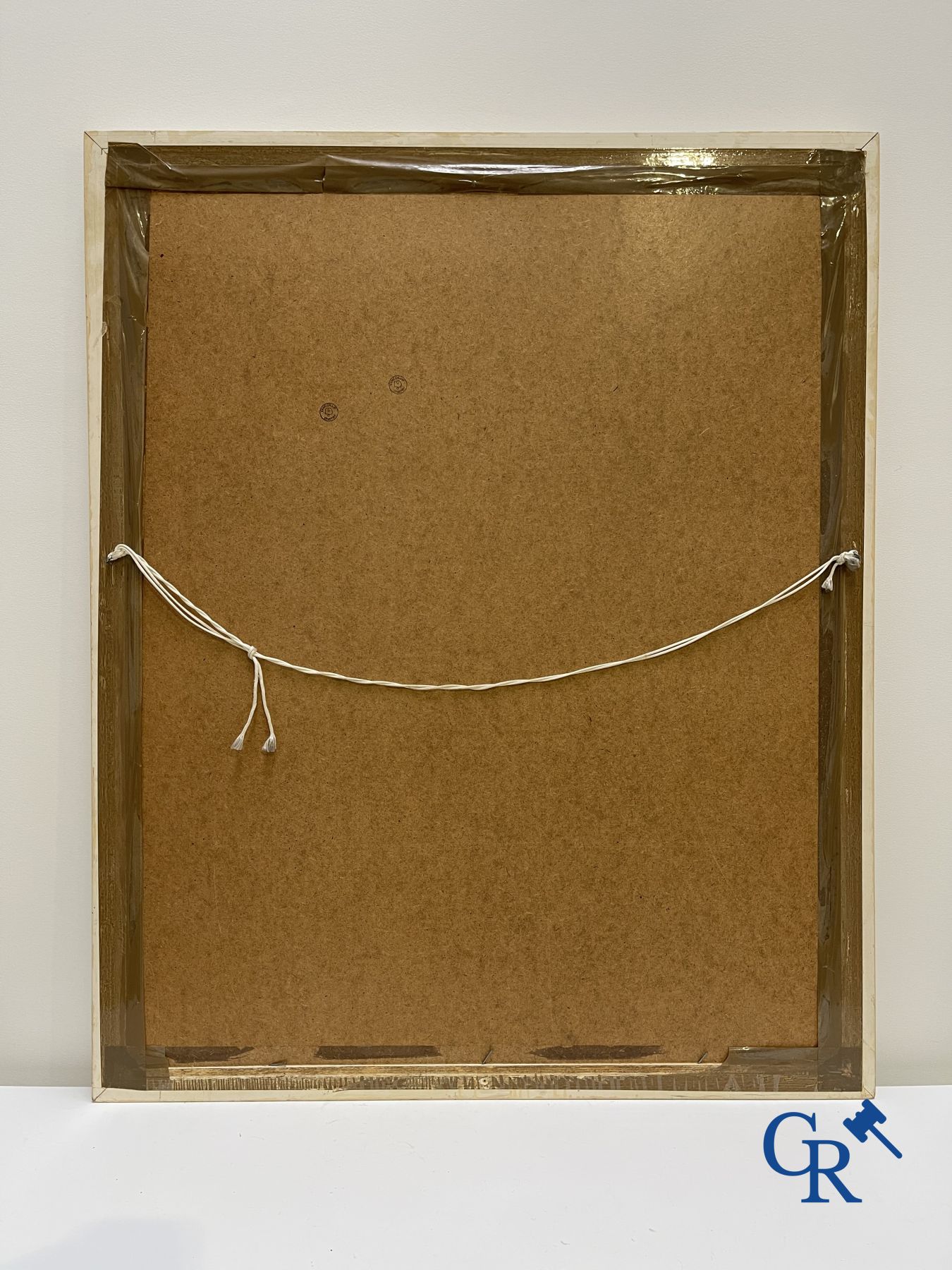 Dimitri Van Coillie: 2 moderne werken olie op papier en een onleesbaar gesigneerde druk op zijde.