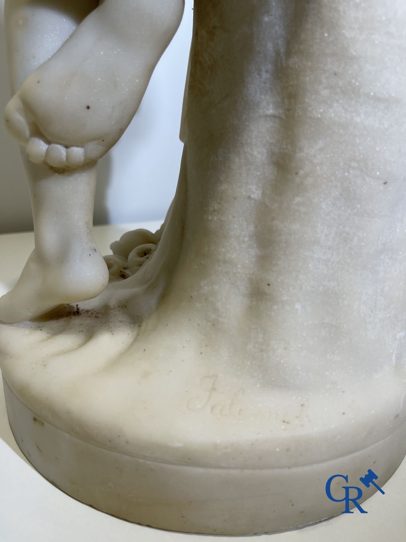 Marble statue after Etienne Maurice Falconnet. Venus and Cupid. 19th century. Signed Falconnet.