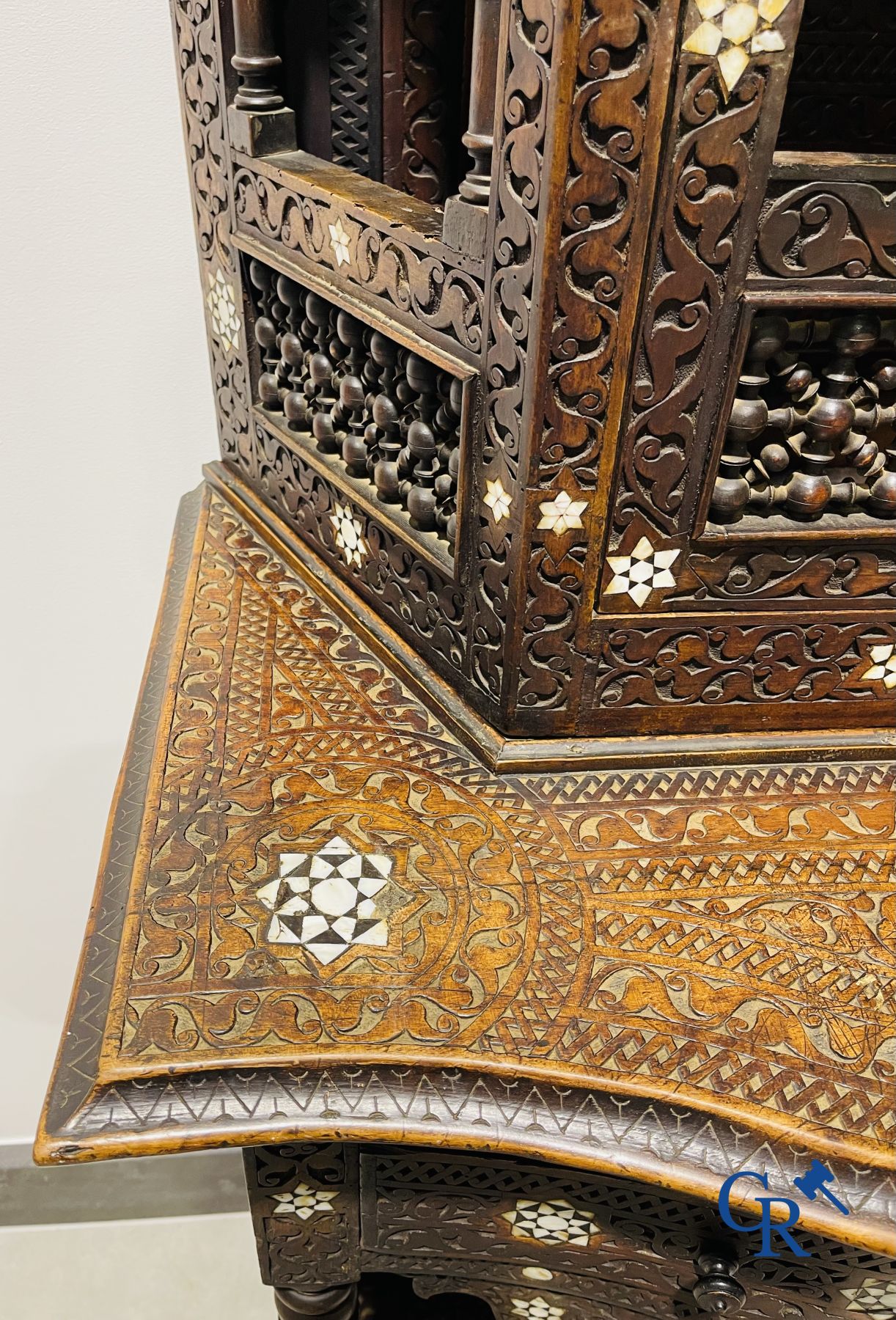 Sculpted furniture with inlays of ebony and mother-of-pearl. Syria, early 19th century.