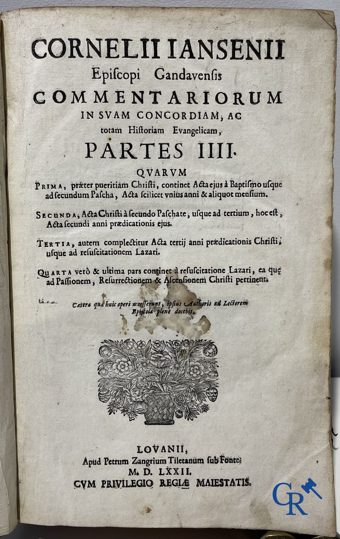 Oude boekdrukken: Cornelius Jansenius, Commentariorum, Petrus Zangrius Tiletanus 1572 en Concordantiae, Keerberg.