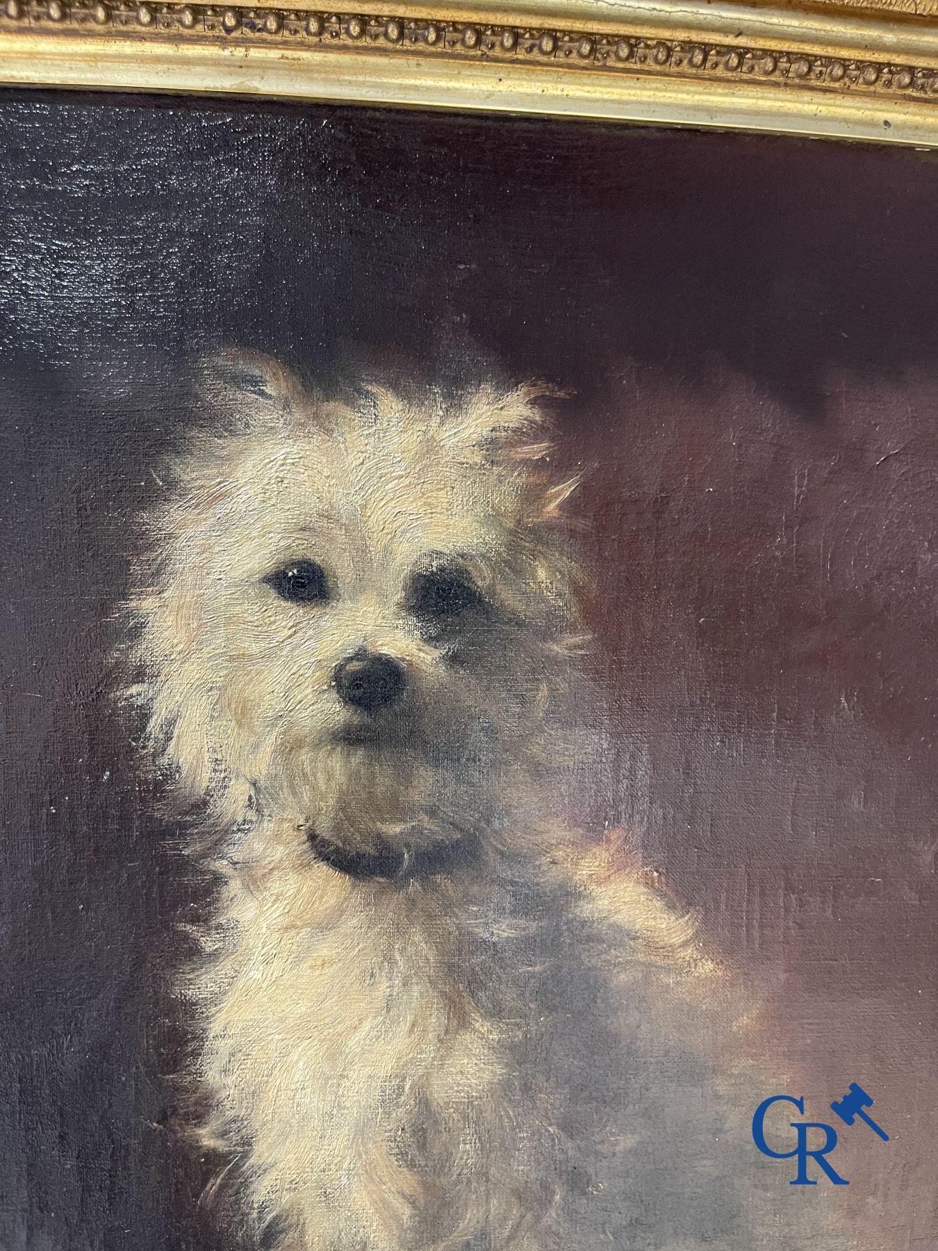 Schilderij: Alice Léotard, olie op doek. Portret van een hond.