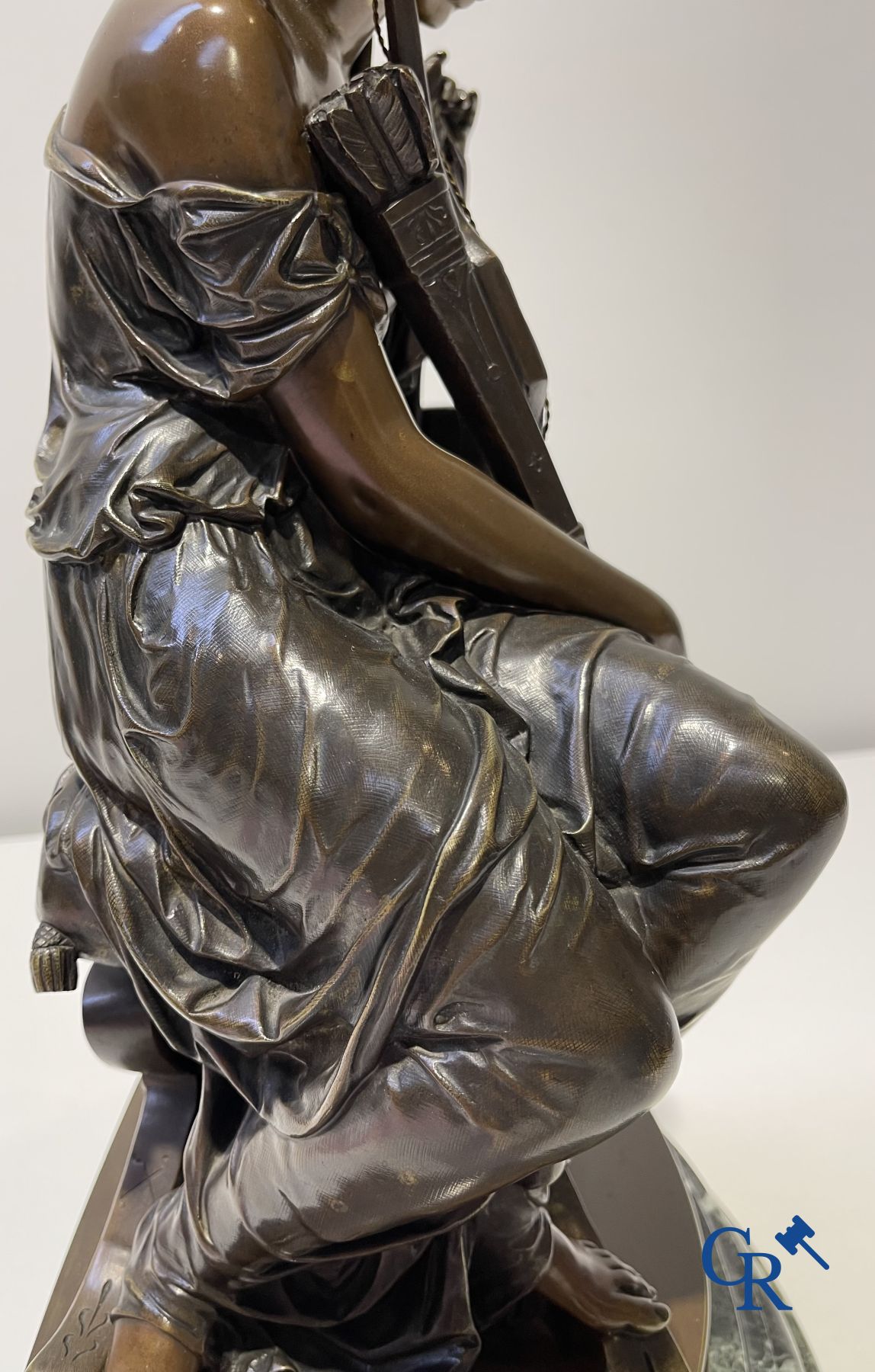 Michel-Louis Victor Mercier (1810-1894) Bronze statue of the goddess of hunting Diana. Signed Mercier. 19th century.