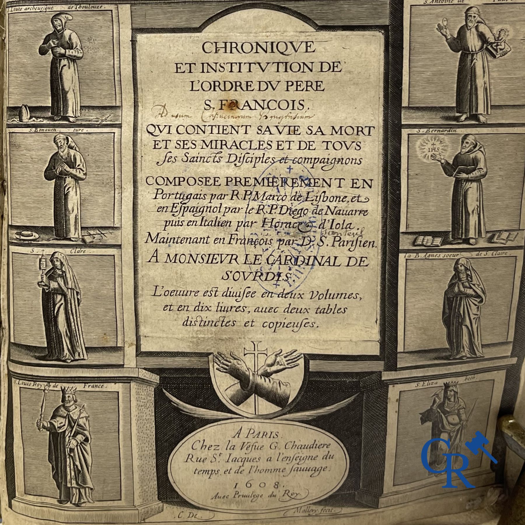 Oude Boekdrukken: Marcos de Lisboa, Chronique et institution de l'ordre du Père S. François, Paris 1608.