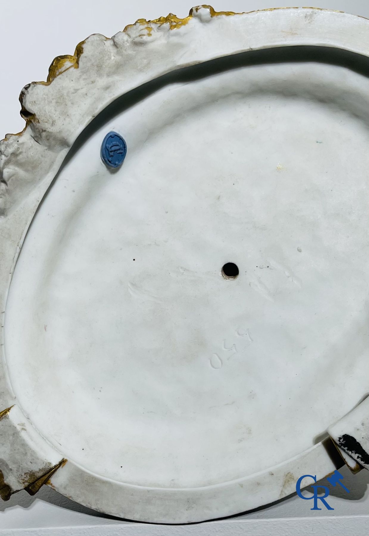 Porcelain: Large pair of multi-coloured decorated and gilded statues in biscuit with the representation of "Day and Night".