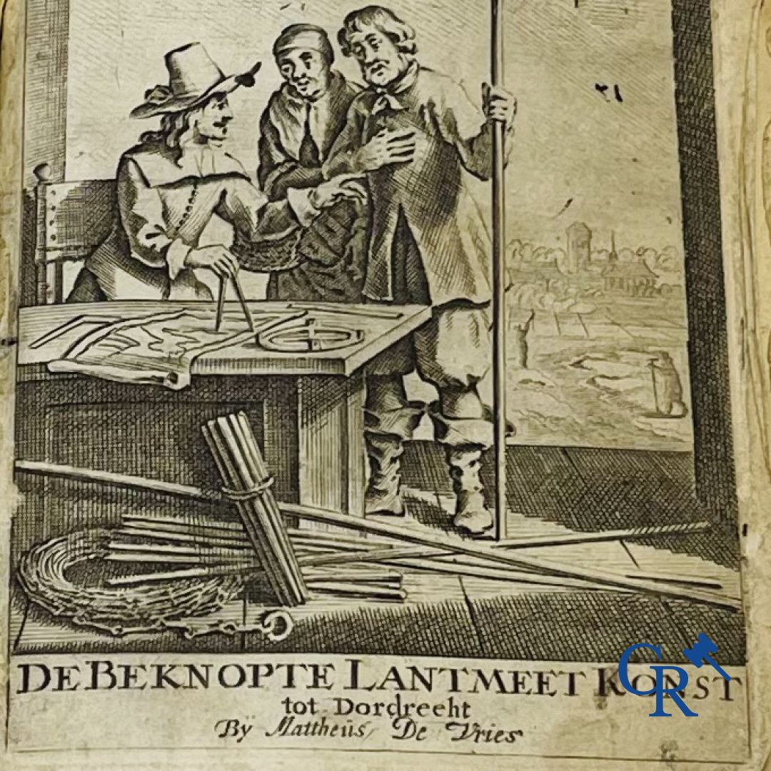 Oude boekdrukken: Mattheus Van Nispen. De Beknopte Lant-Meet-Konst. Bij Mattheus de Vries, te Dordrecht. 1708.