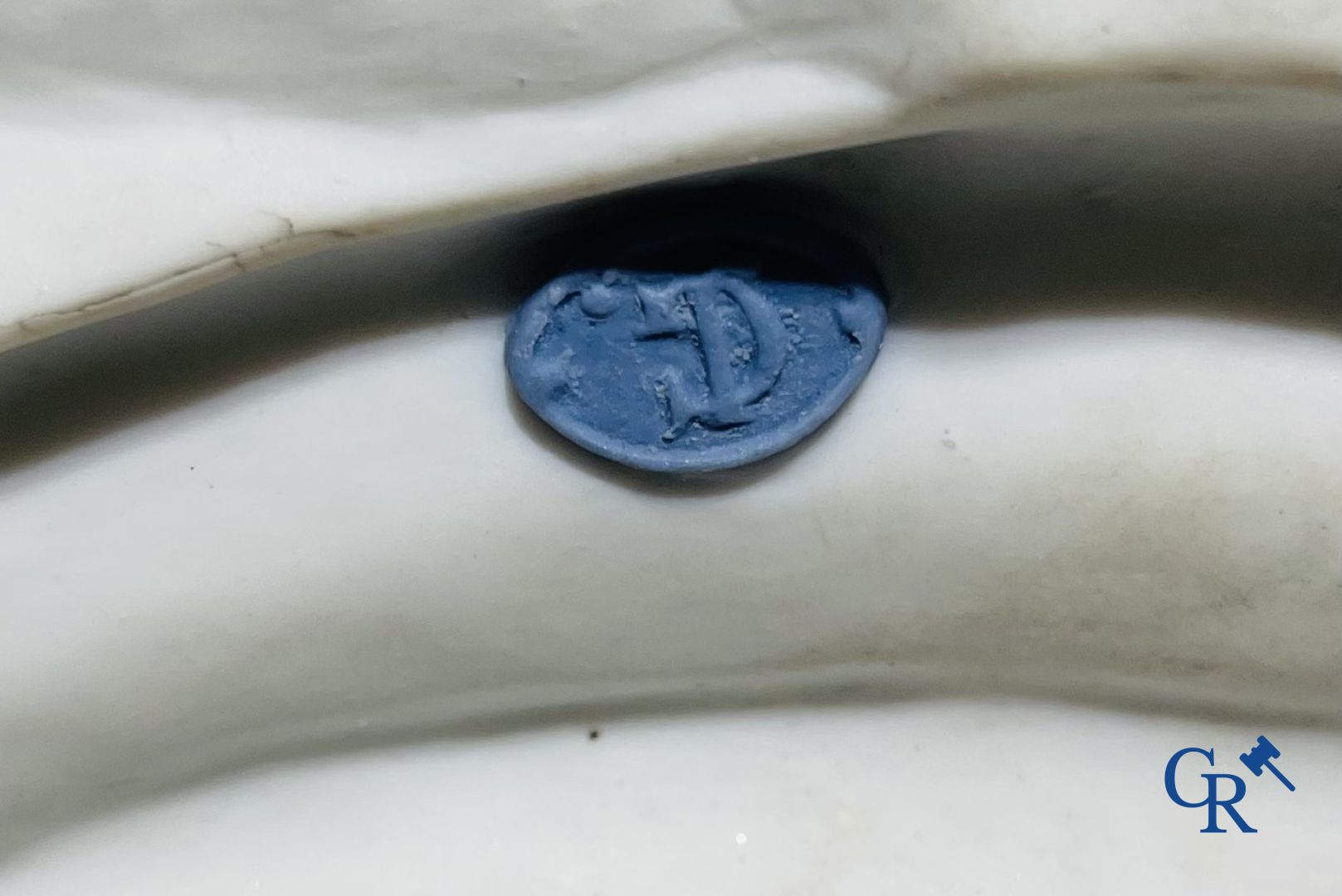 Porcelain: Large pair of multi-coloured decorated and gilded statues in biscuit with the representation of "Day and Night".