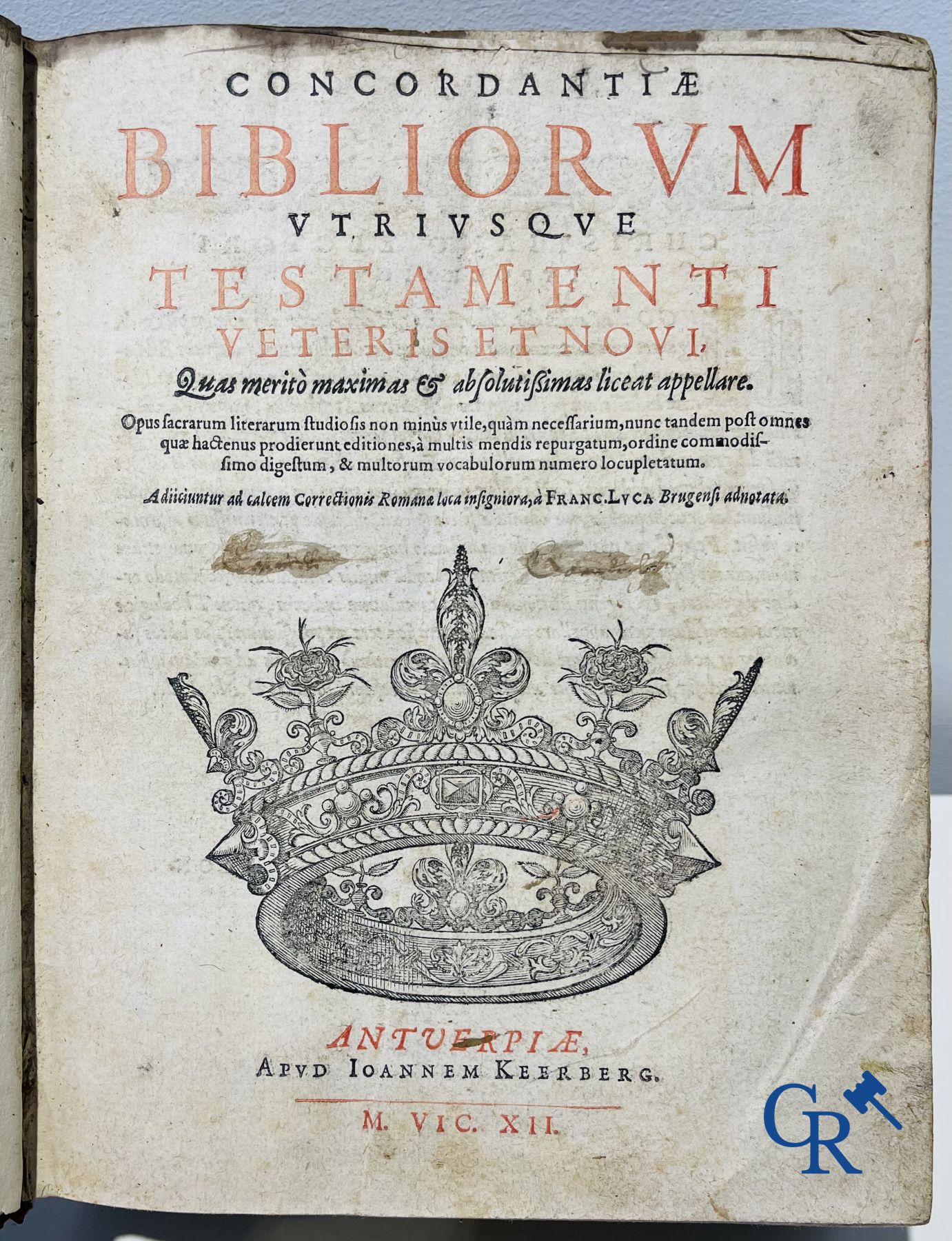 Oude boekdrukken: Cornelius Jansenius, Commentariorum, Petrus Zangrius Tiletanus 1572 en Concordantiae, Keerberg.