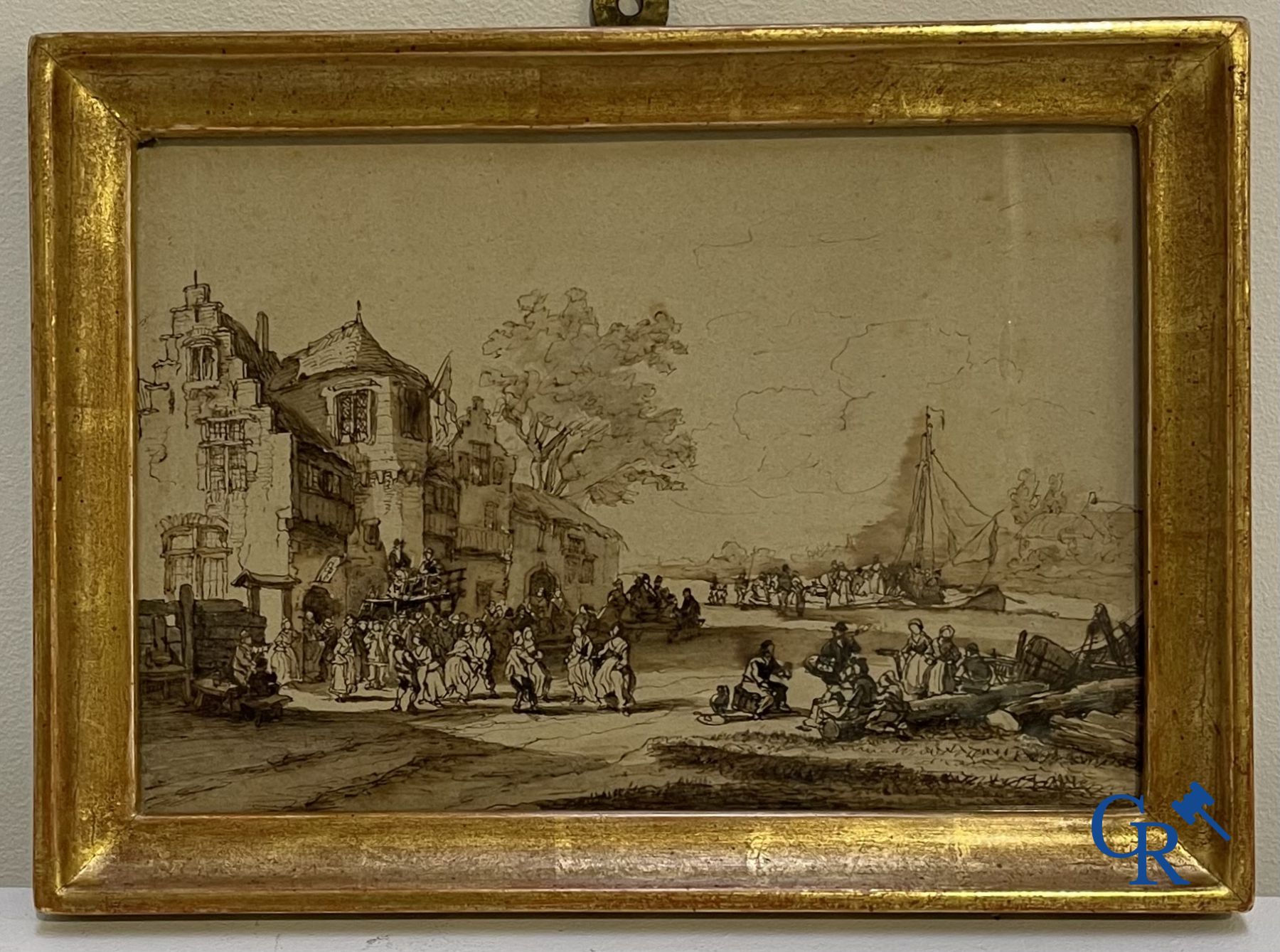 Louis Tits, waterverf en gouache op papier, en een pentekening Franse of Hollandse school begin 19de eeuw.