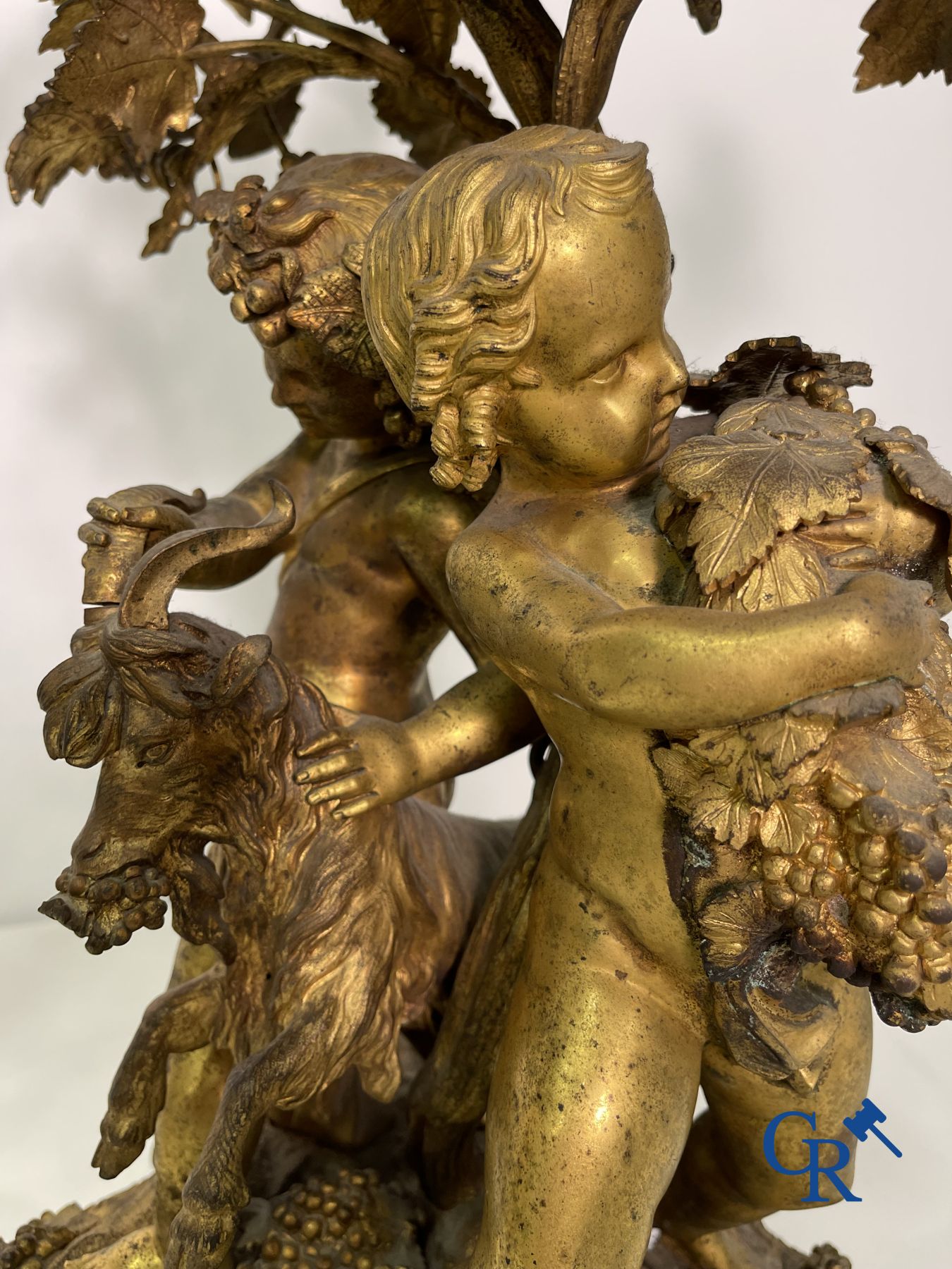 A pair of imposing bronze candlesticks with putti in LXVI style. Napoleon III period.