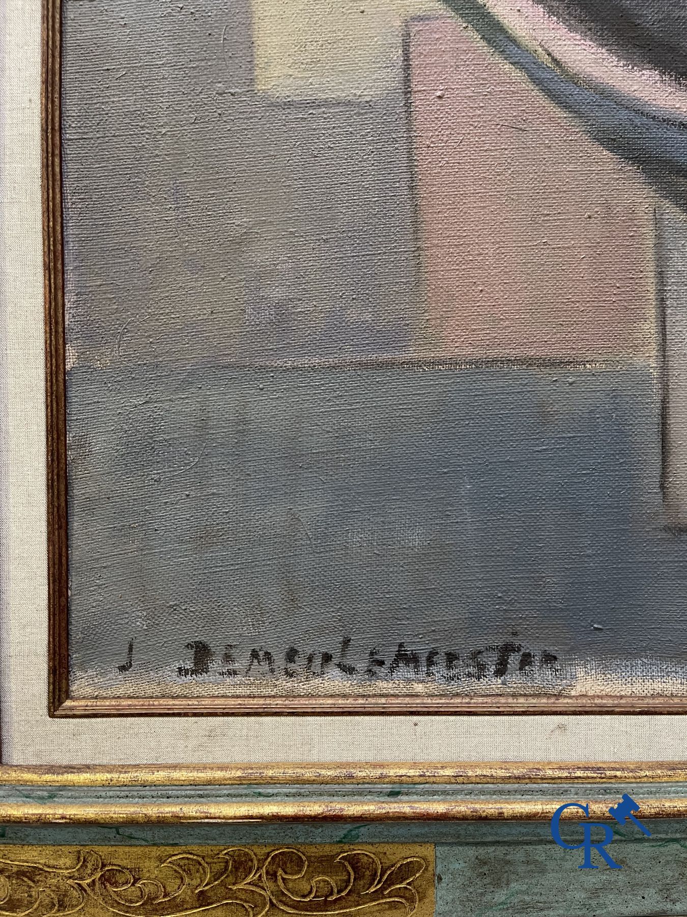 Imposant schilderij: J. Demeulemeester. Olie op doek.