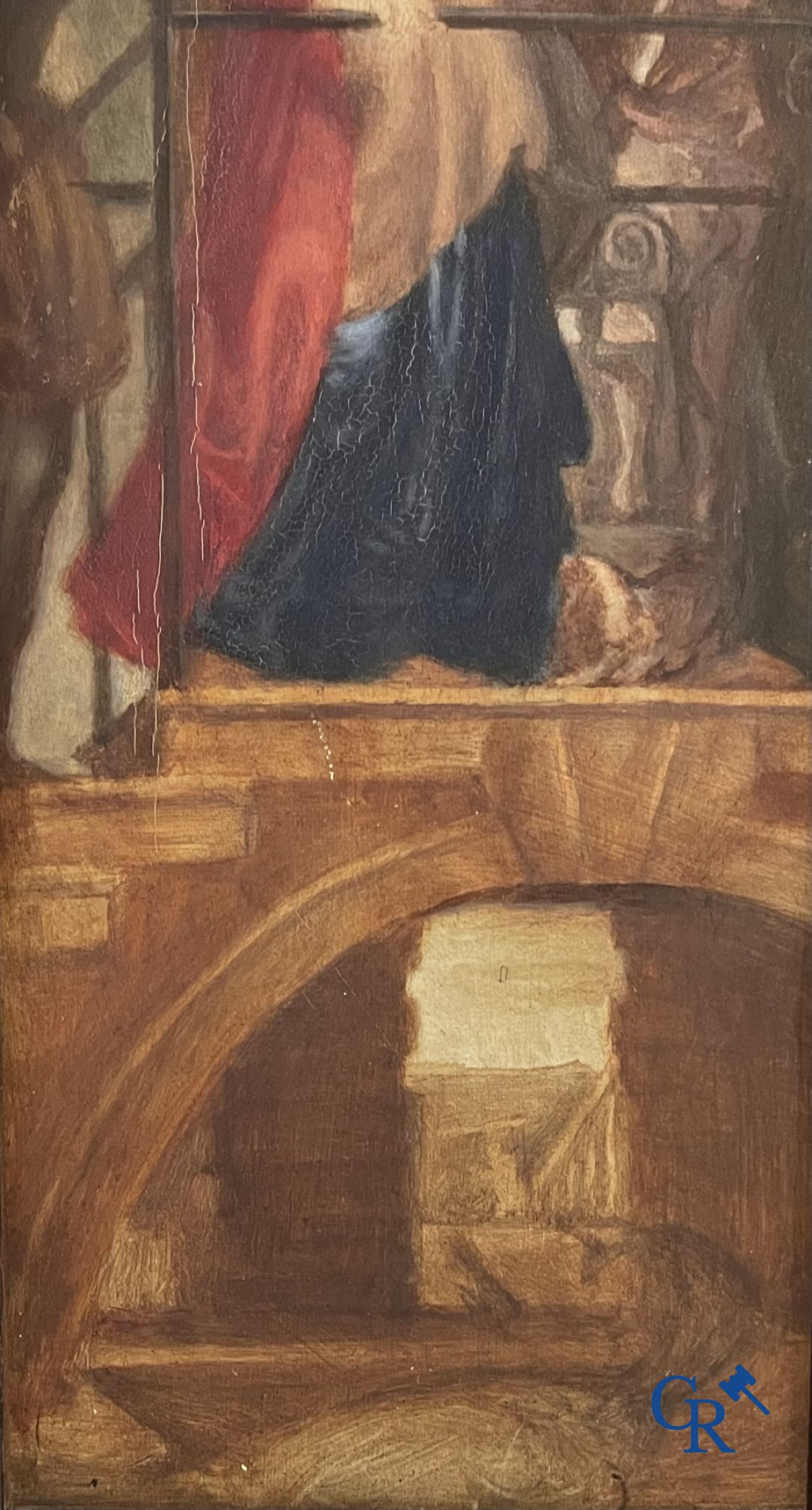 Triptiek: Naar Pieter Paul Rubens, 19de eeuwse schets van de 3 binnenpanelen van de Kruisafneming.