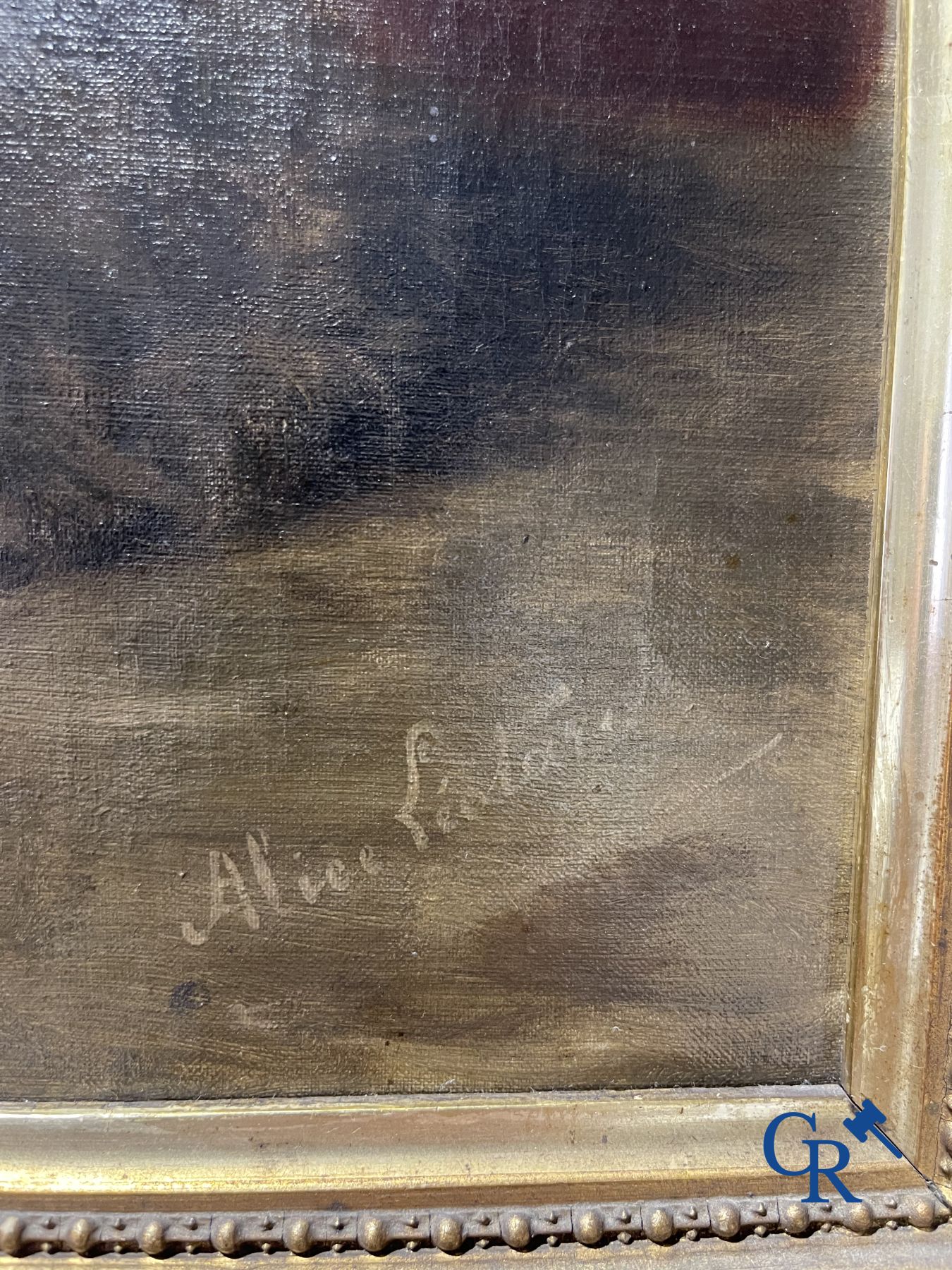 Schilderij: Alice Léotard, olie op doek. Portret van een hond.